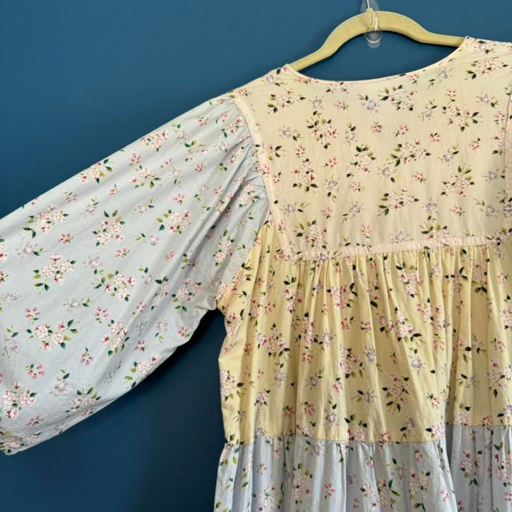 Vintage 90s Tiered Dress Women's Size Medium Pastel Beth Michaels Floral Hippie - Picture 7 of 8